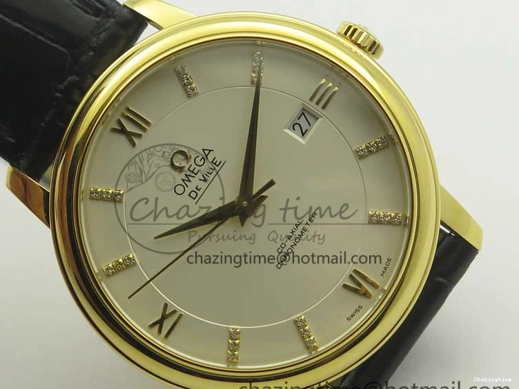 0111 De Ville YG MKF 1:1 Best Edition Silver Dial Diamonds Markers on Black Leather Strap MIYOTA 9015 V Flexible 8046